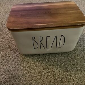 Rae Dunn Cream Bread Box with Wooden Lid